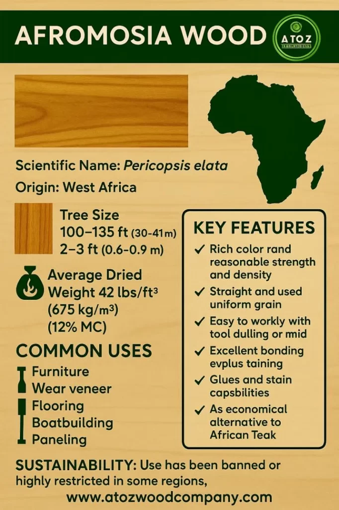 Afromosia wood specification and uses