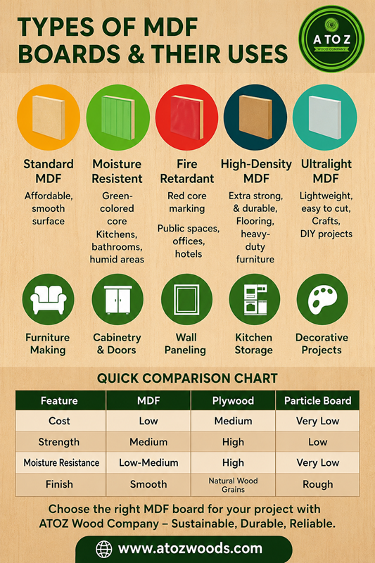 MDF Types, Uses, differences infograph