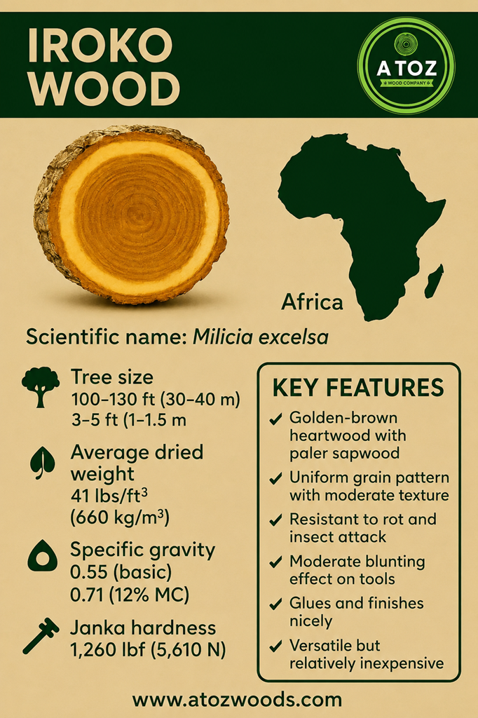 Iroko wood features and specifications